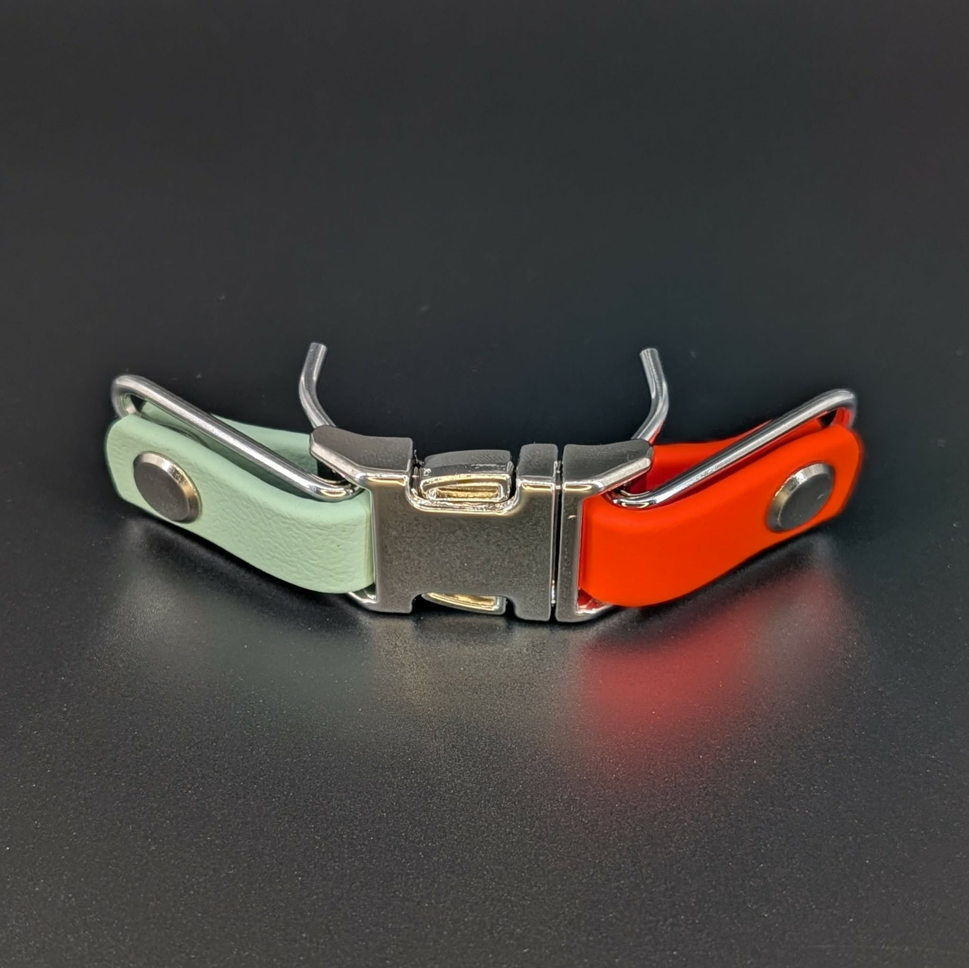 orange and sage green biothane quick release buckle for prong collar