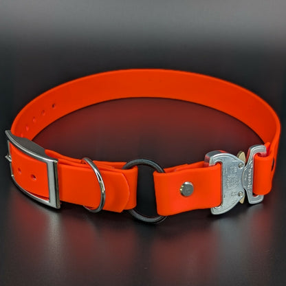 orange biothane e-collar strap with bungee and quick release cobra buckle