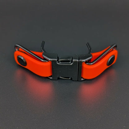 orange biothane with black hardware quick release buckle attachment for prong collar