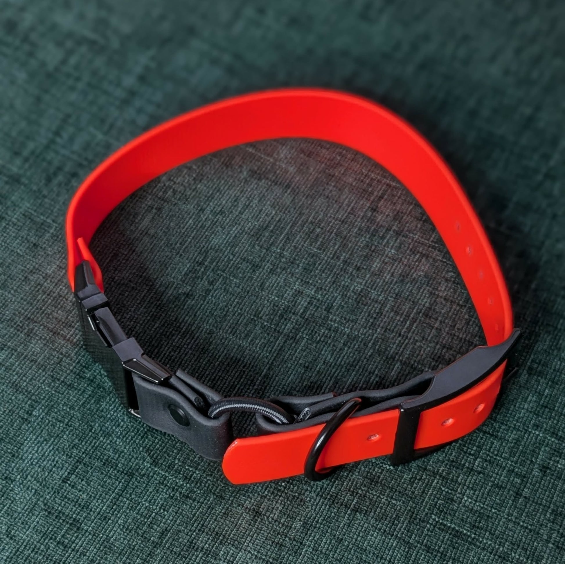 orange and black biothane e-collar strap 1 inch wide