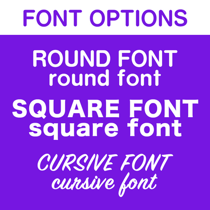 outer space dog gear font options, displaying upper case and lower case round font, square font, and cursive font options for custom text dog gear
