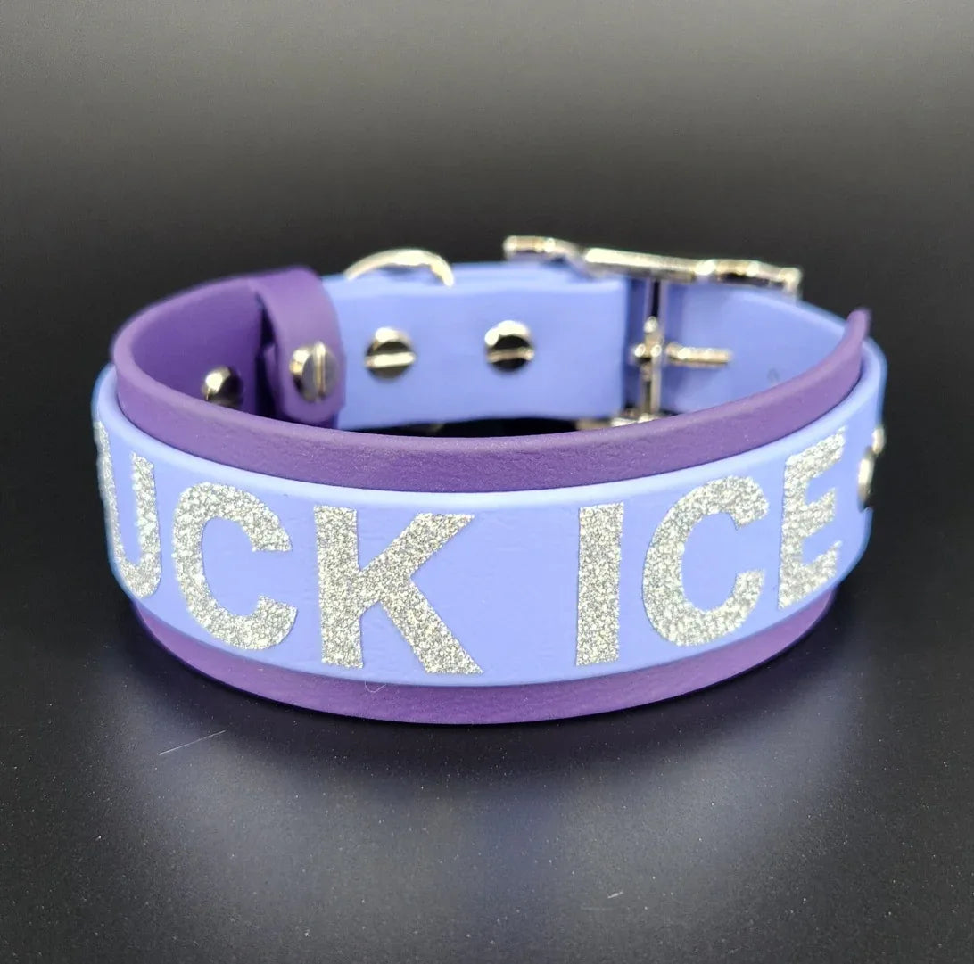 periwinkle and purple biothane fuck ice dog collar