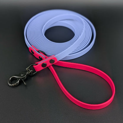 periwinkle blue and pink biothane long line