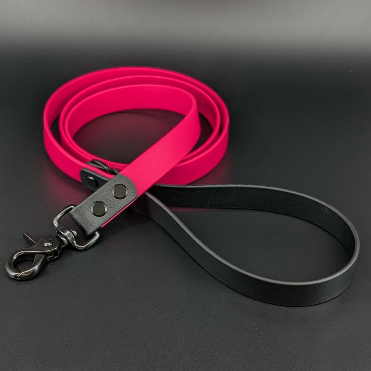 pink and black biothane large dog leash