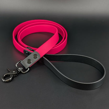 pink and black biothane large dog leash