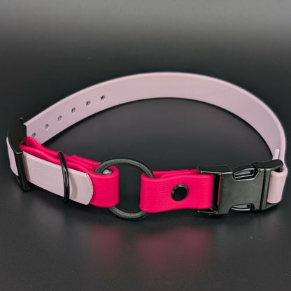 pink and lavender biothane e-collar strap with bungee and quick release buckle