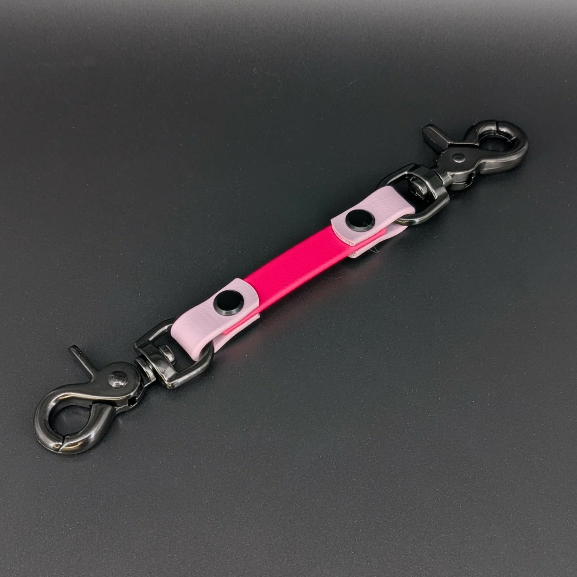 pink and lavender biothane prong collar backup safety clip