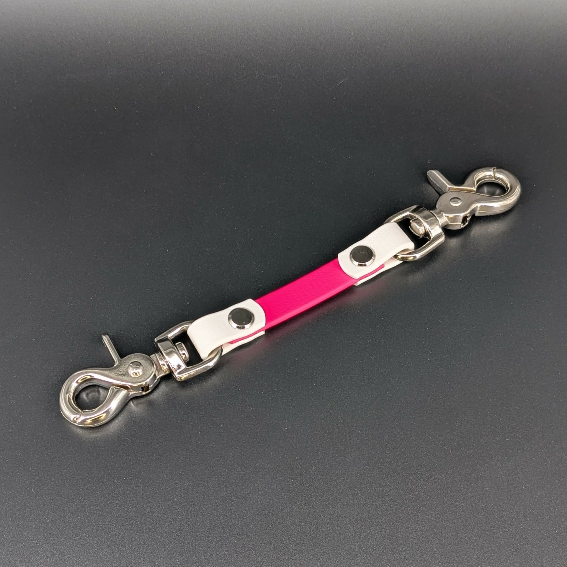 pink and white biothane prong collar backup safety strap