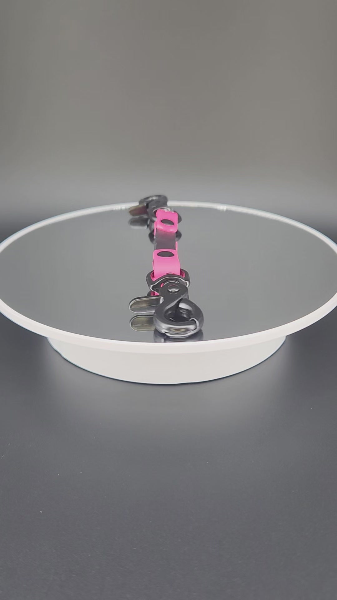 black and pink biothane training collar backup safety strap with black trigger snaps