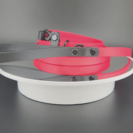 red and black biothane slip lead with quick release clip