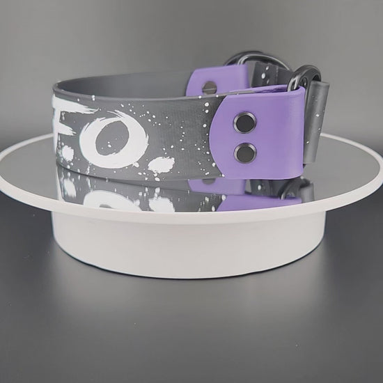 Ready to Ship - Black and Dark Purple Biothane F.A.FO. Limited Slip Collar, 1.5 inch wide 16 inch circumference
