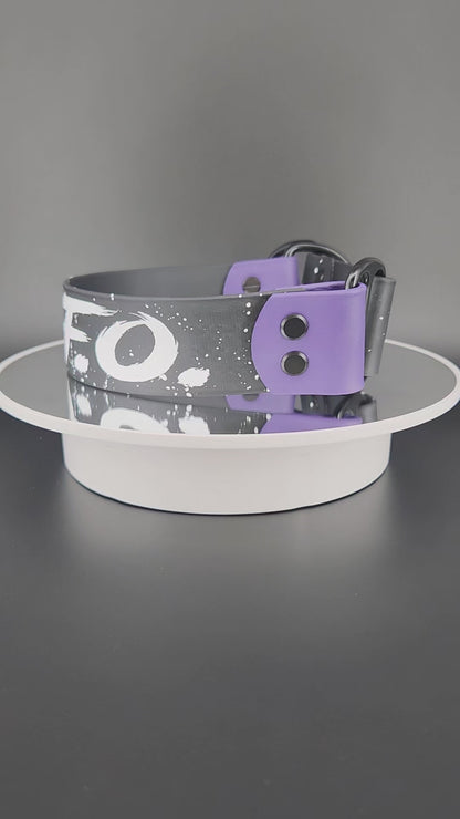 Ready to Ship - Black and Dark Purple Biothane F.A.FO. Limited Slip Collar, 1.5 inch wide 16 inch circumference