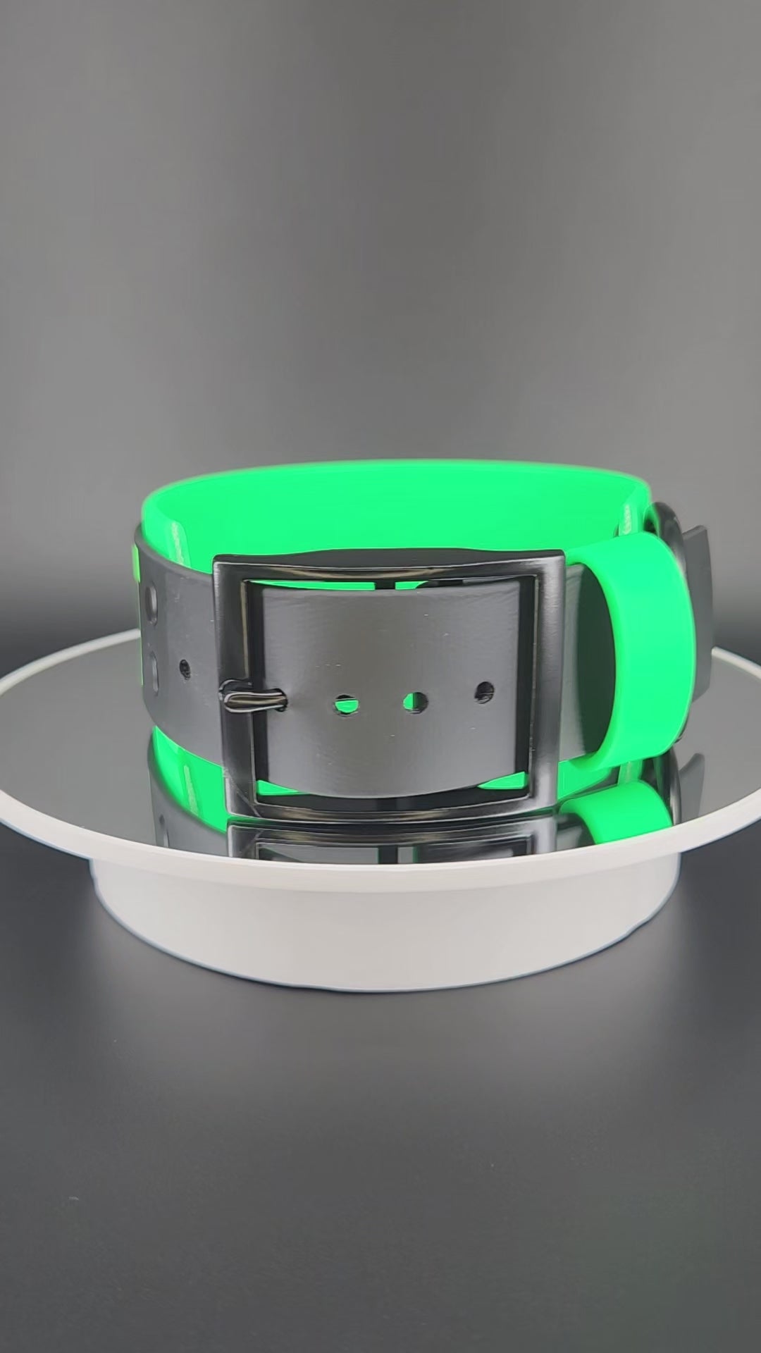 2 inch wide light green and black layered biothane do not pet collar