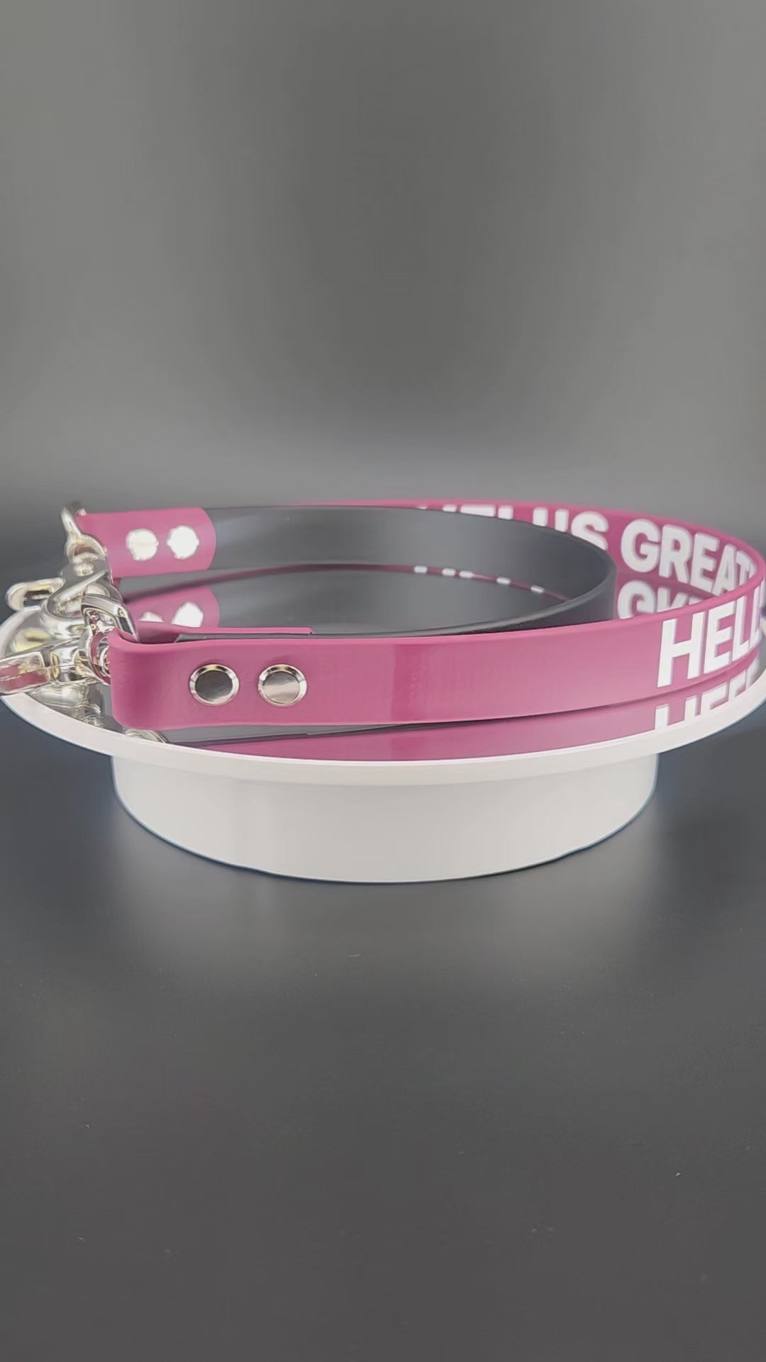 wine and black biothane double pull strap for service dog momentum pulling task with personalized text