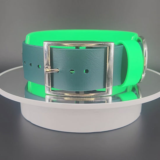 2 inch wide light and dark green layered biothane pet your own fucking dog collar