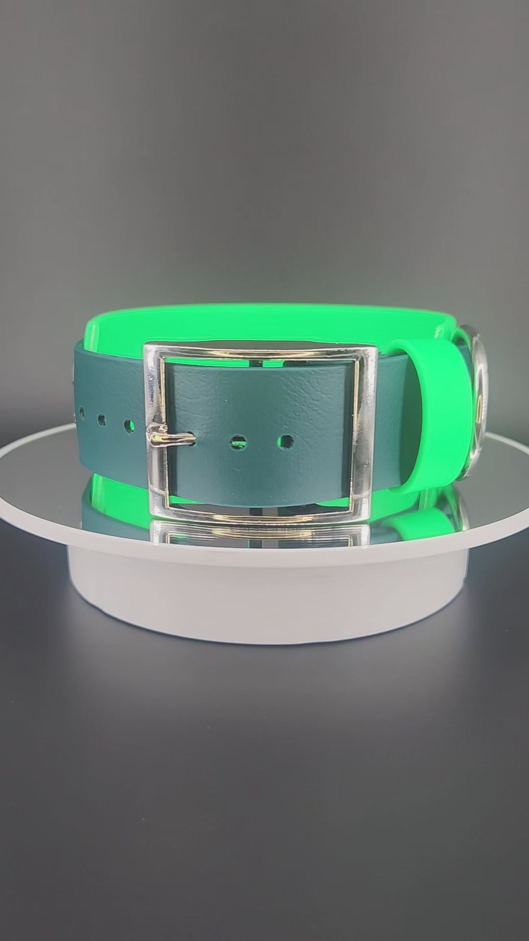 2 inch wide light and dark green layered biothane pet your own fucking dog collar