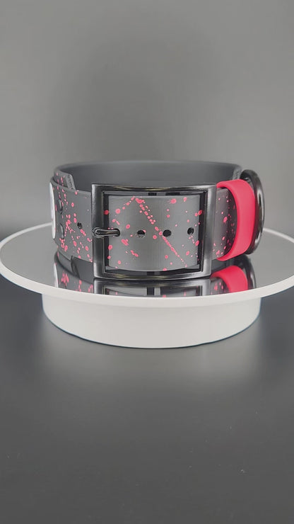Ready to Ship - Black Layered Biothane WORKING K9 Collar, 2 inch wide 15 - 18 inch neck