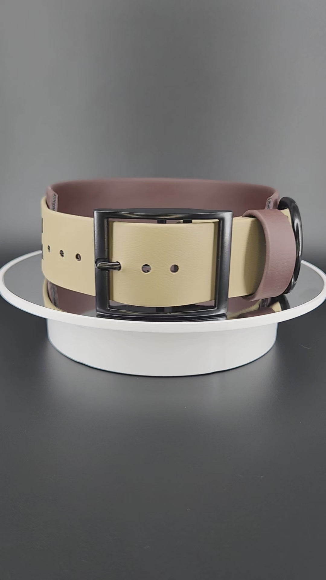 2 inch wide dark brown and tan layered biothane run your dog not your mouth collar