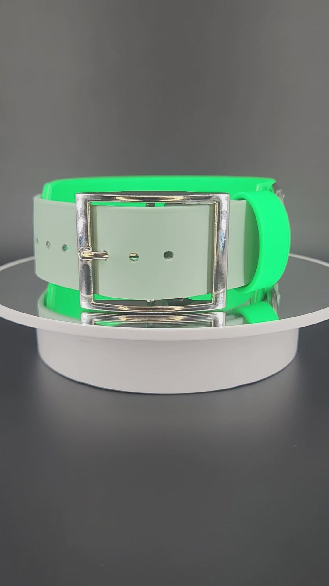 2 inch wide light green and sage green layered biothane redacted dog collar