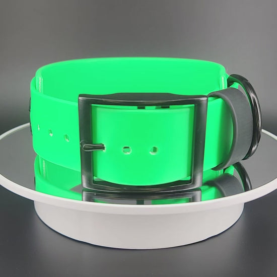 2 inch wide light green layered biothane man eater dog collar