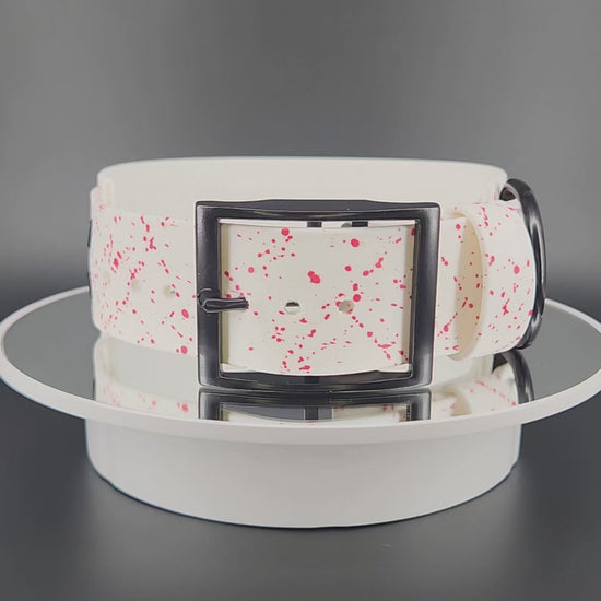 Ready to Ship - White Layered Biothane DO YOU LIKE SCARY MOVIES Collar, 2 inch wide 15 - 18 inch neck