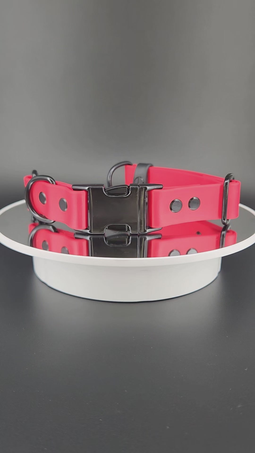 red biothane chain martingale dog collar with black quick release buckle