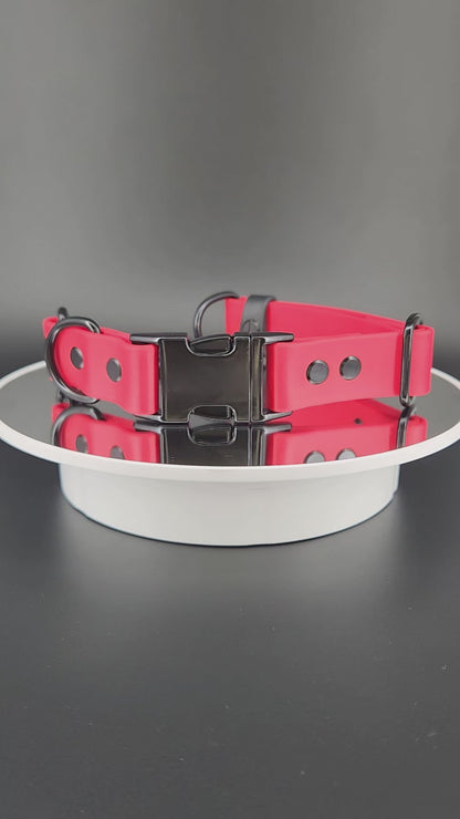 red biothane chain martingale dog collar with black quick release buckle