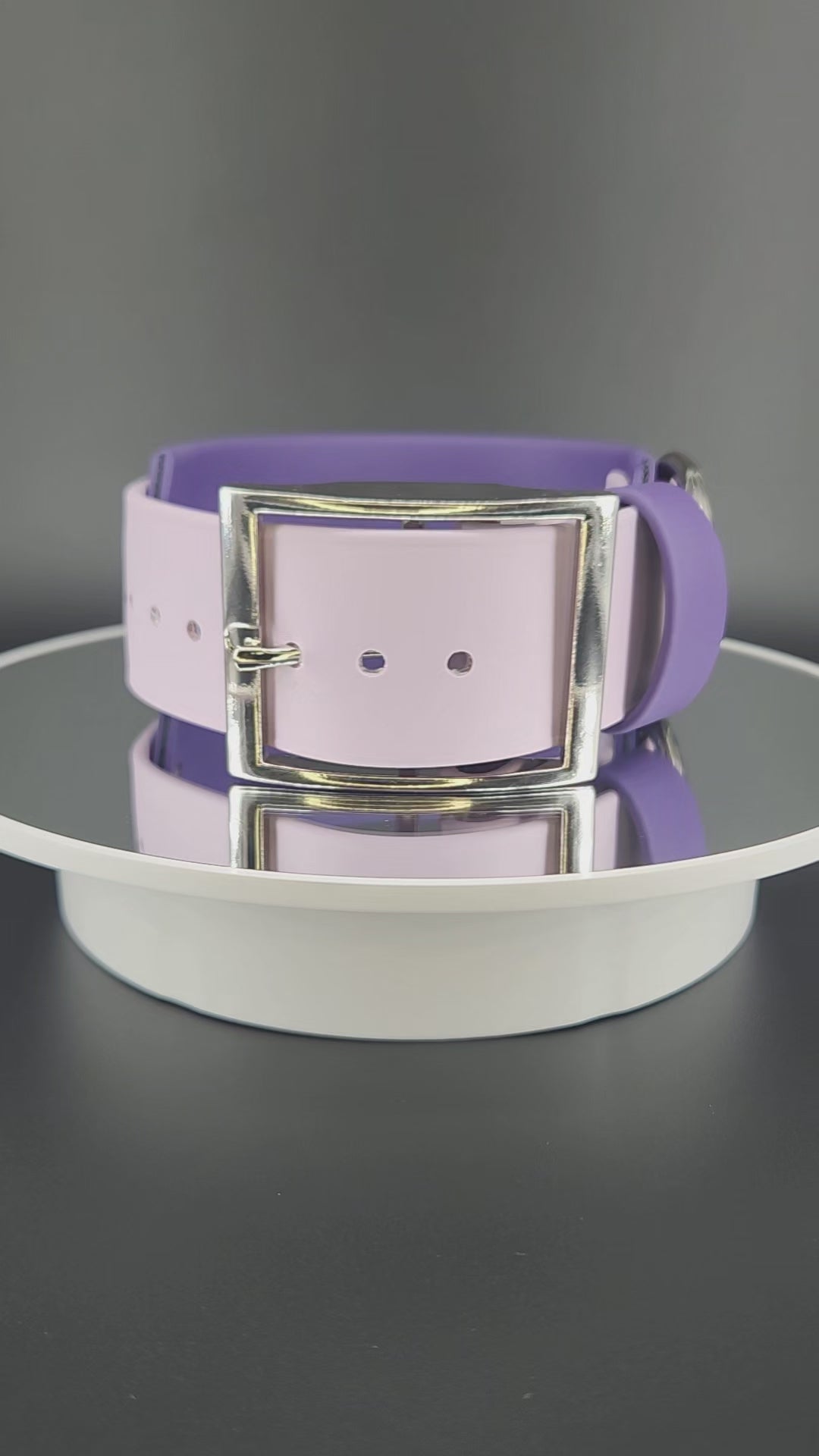 2 inch wide dark purple and lavender layered biothane psycho dog collar