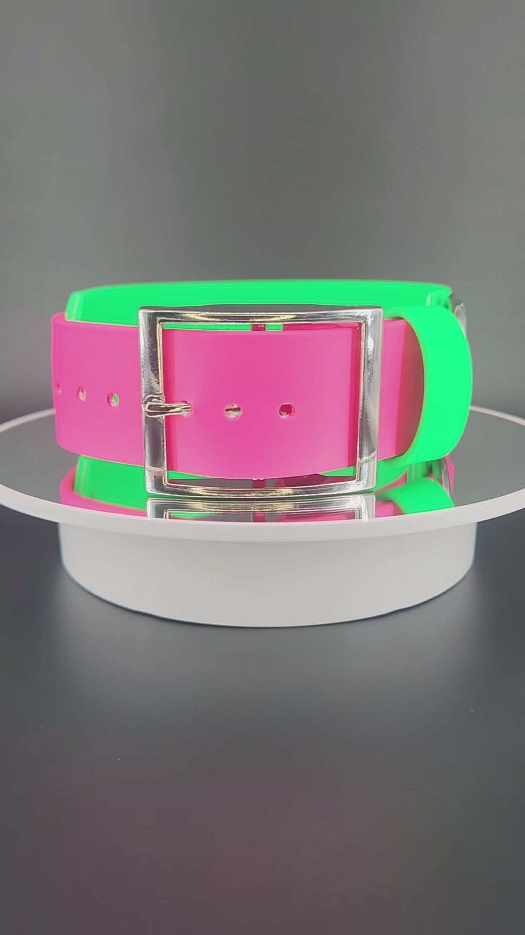 2 inch wide light green and pink layered biothane fuck ice dog collar