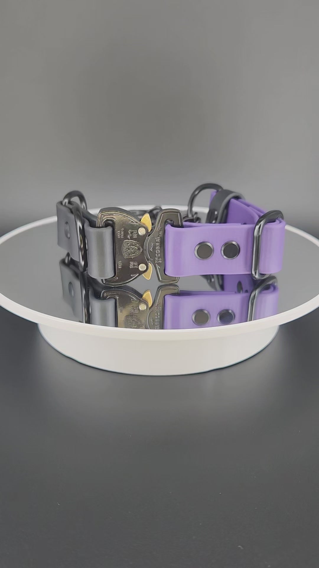 dark purple and black biothane chain martingale dog collar with quick release cobra buckle