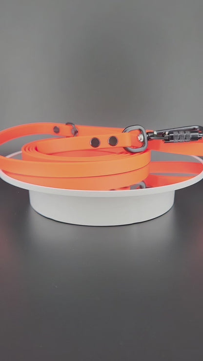 Ready to Ship - 8 Feet Long Orange Biothane Leash with Carabiner Clip