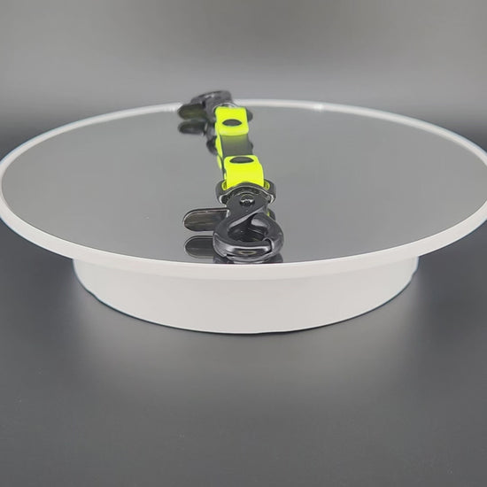 black and yellow biothane prong collar backup safety clip