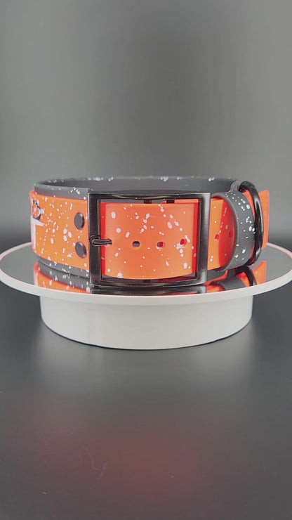 Ready to Ship - Black and Orange Layered Biothane FUCK AROUND AND FIND OUT Collar, 2 inch wide 18 - 21 inch neck