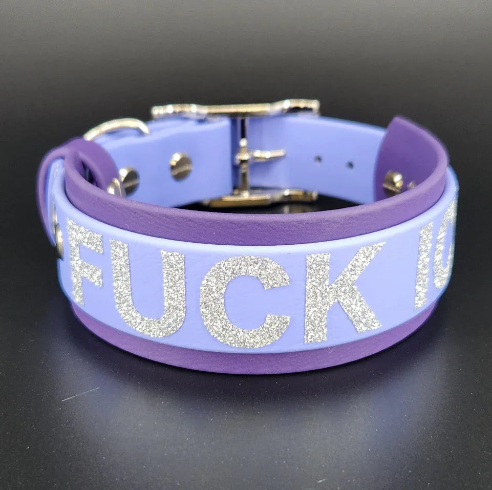 purple and periwinkle biothane fuck ice dog collar