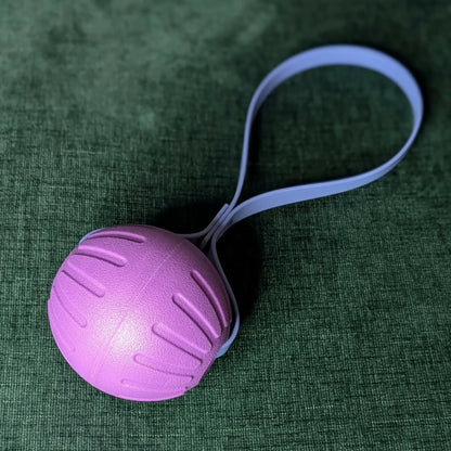 purple ball tug with a loop handle