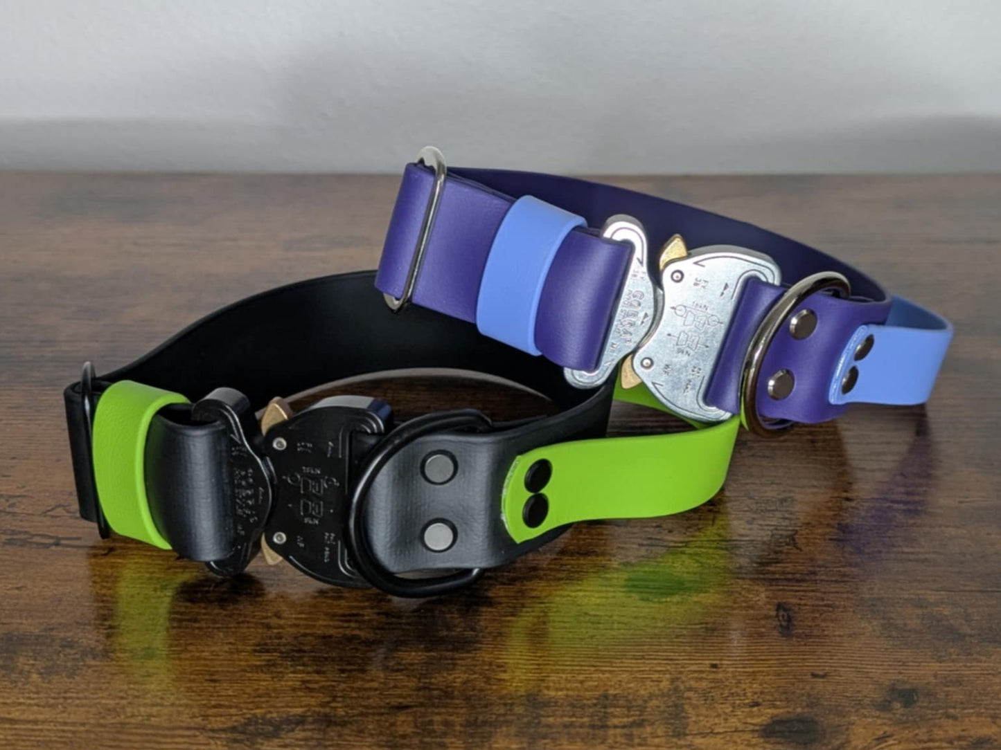 quick release cobra buckles on biothane tactical handle dog collars