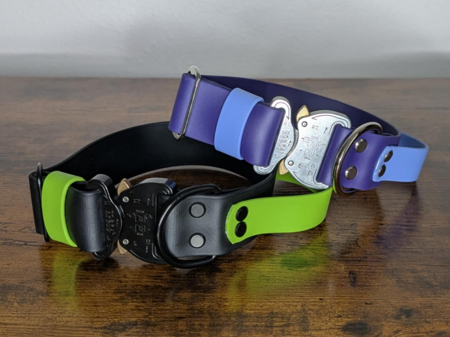 quick release cobra buckles on biothane tactical handle dog collars