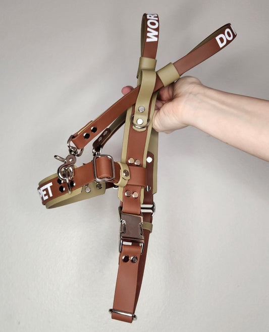 ready to ship premade layered biothane straight front service dog harness