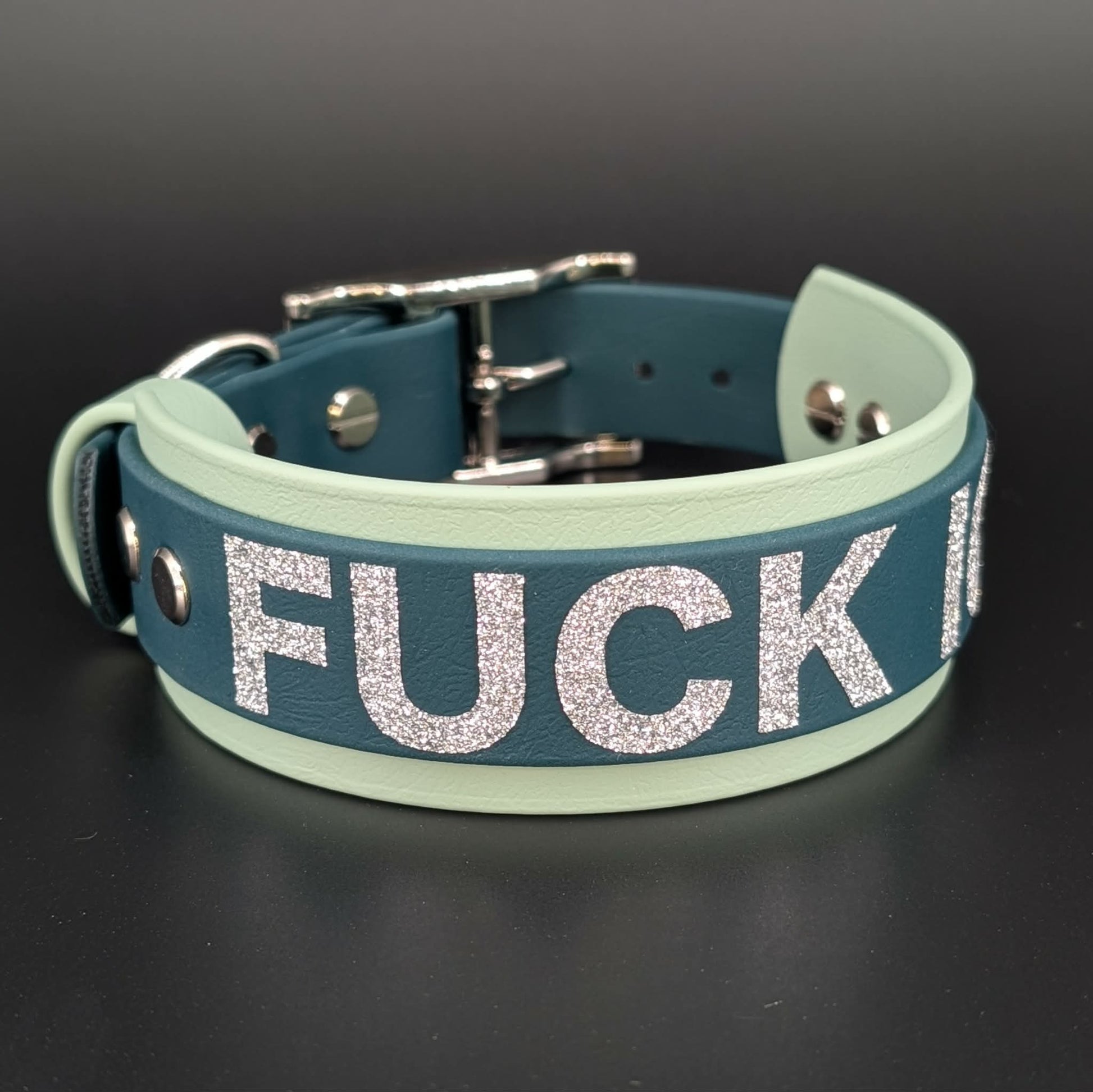 ready to ship sage and dark green biothane fuck ice collar