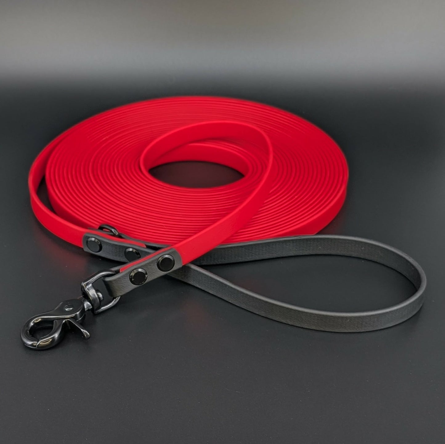 red and black biothane long line