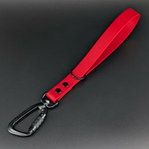 red biothane traffic handle with carabiner clip