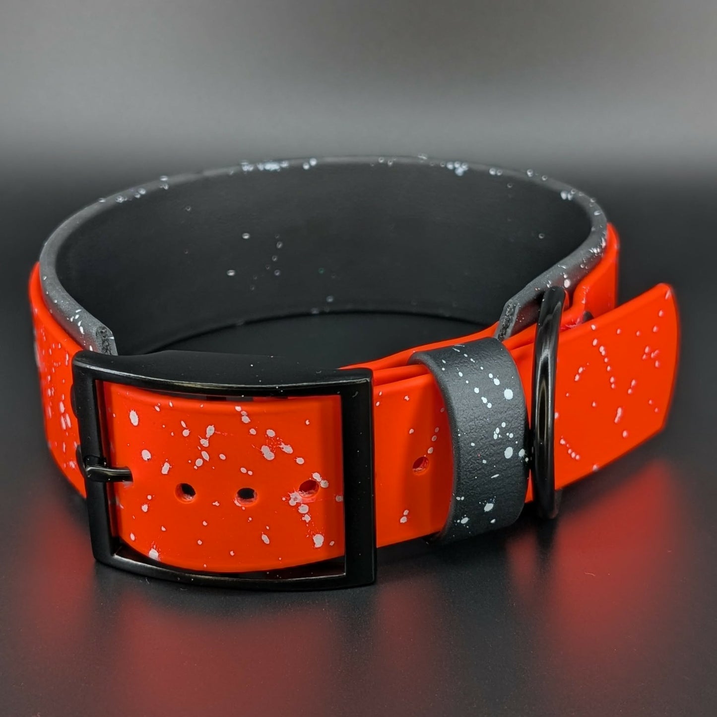 Ready to Ship - Black and Orange Layered Biothane FUCK AROUND AND FIND OUT Collar, 2 inch wide 18 - 21 inch neck
