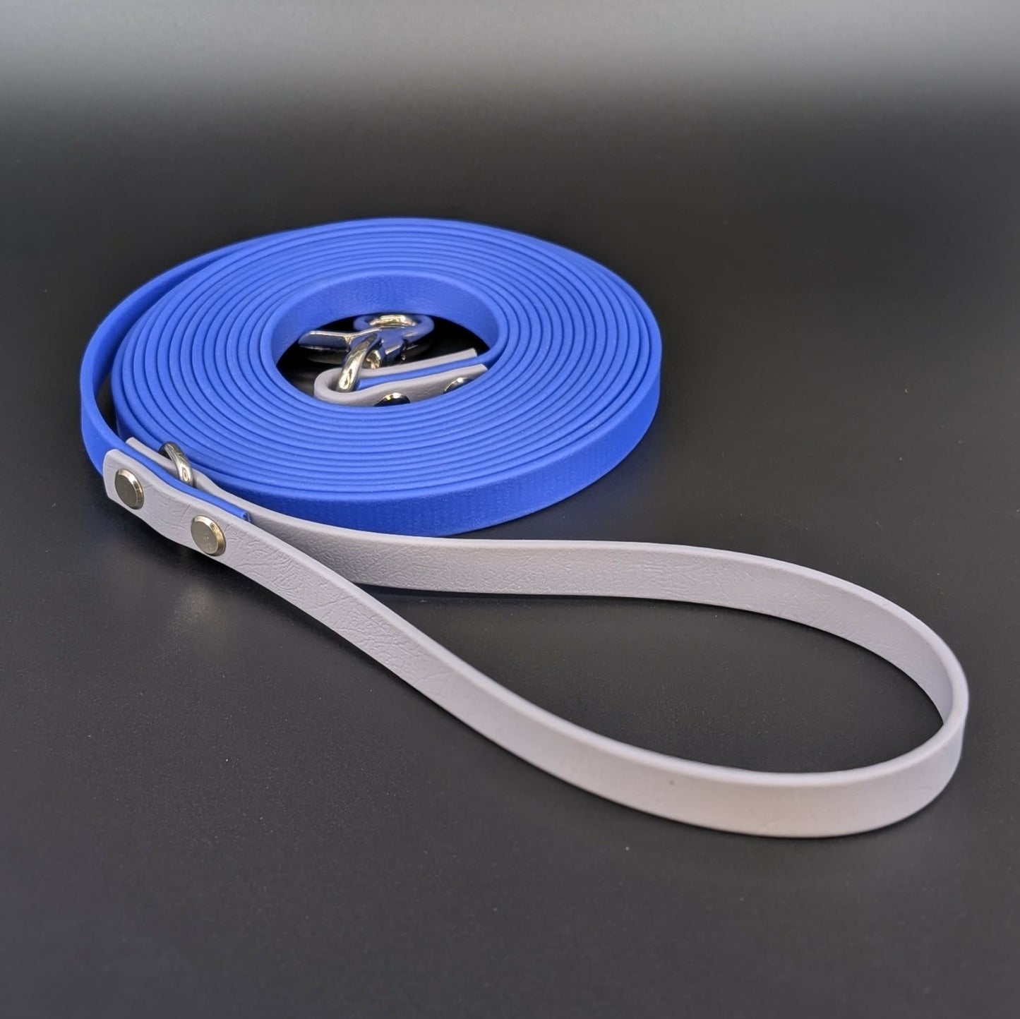 royal blue and gray biothane long line