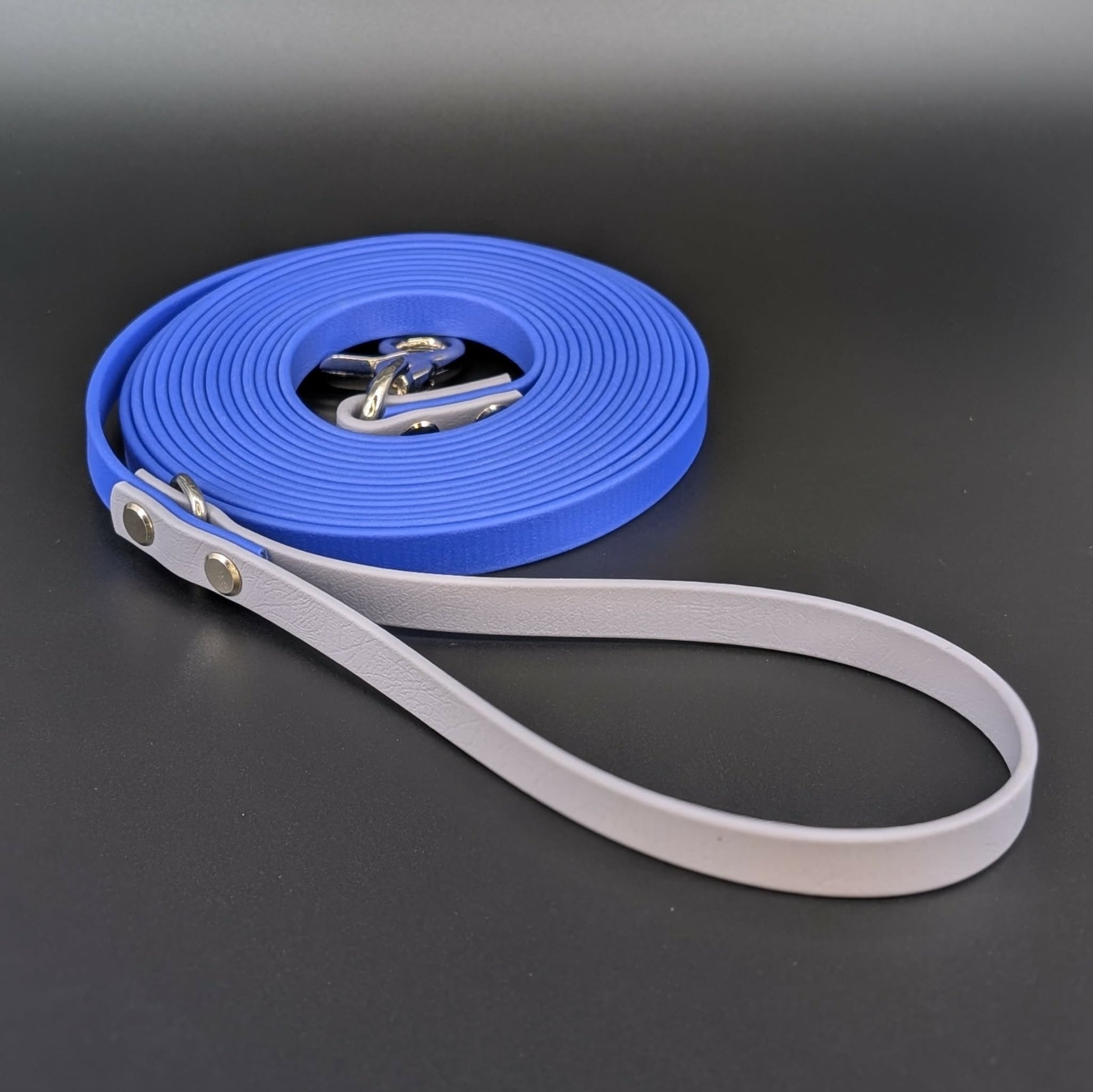 royal blue and gray biothane long line