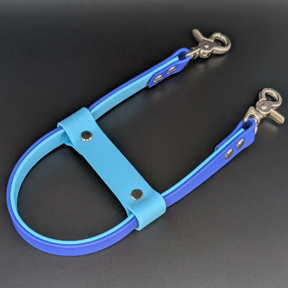 royal blue and light blue layered pull strap for service dog