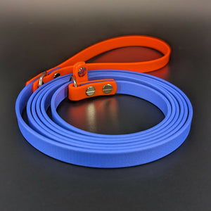royal blue and orange biothane slip lead
