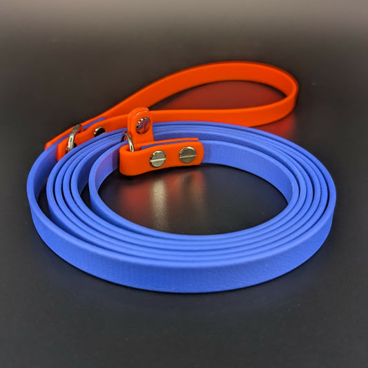 royal blue and orange biothane slip lead