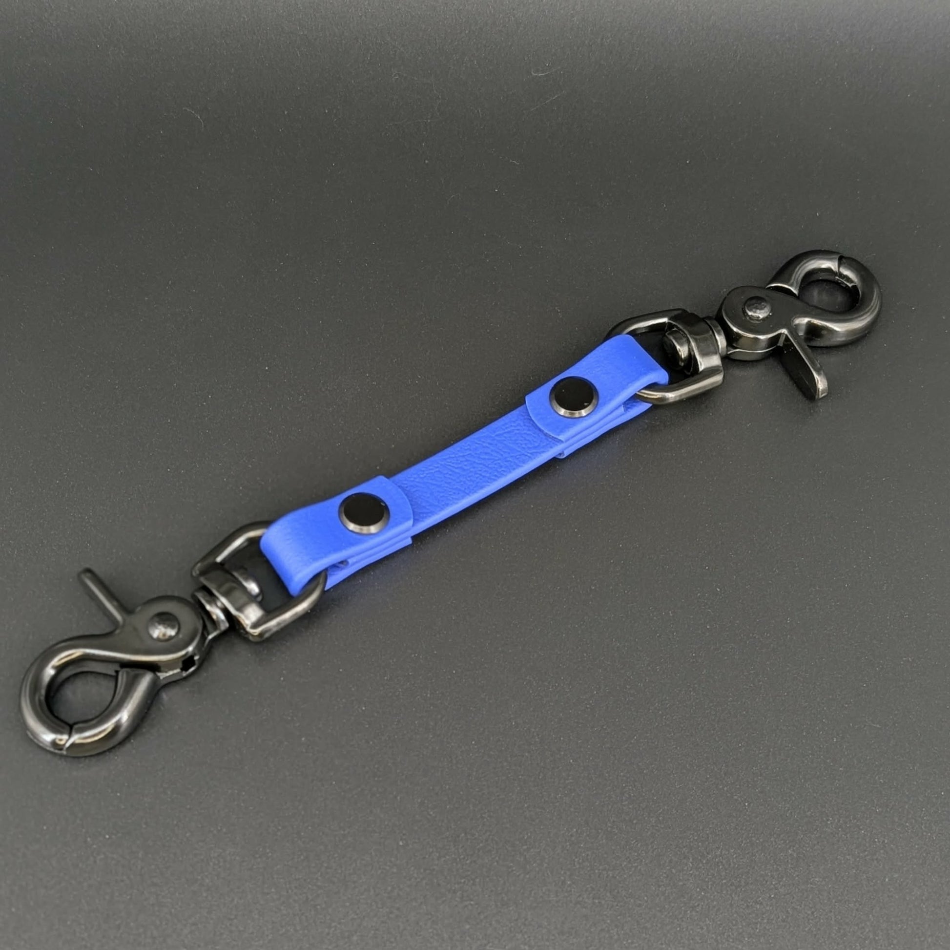 royal blue biothane with black hardware prong collar backup safety strap