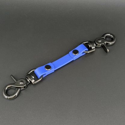 royal blue biothane with black hardware prong collar backup safety strap