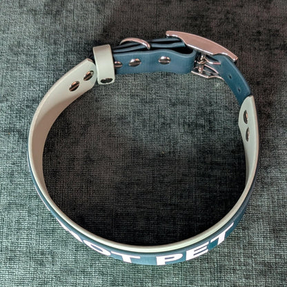 sage and dark green layered biothane dog collar